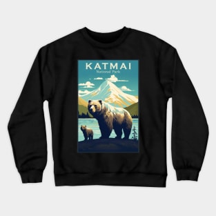 Katmai National Park Travel Poster Crewneck Sweatshirt